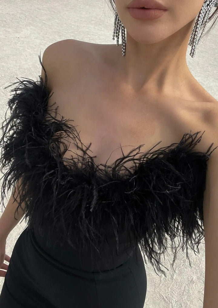 Zosia | Noir Feather Gown