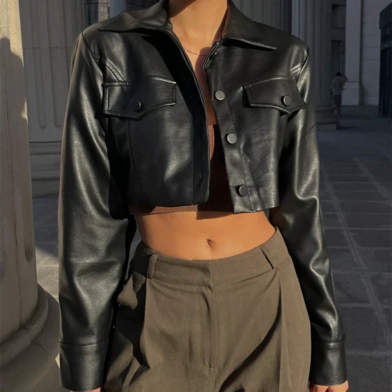 Elisa | Elegant Faux-Leather Jacket