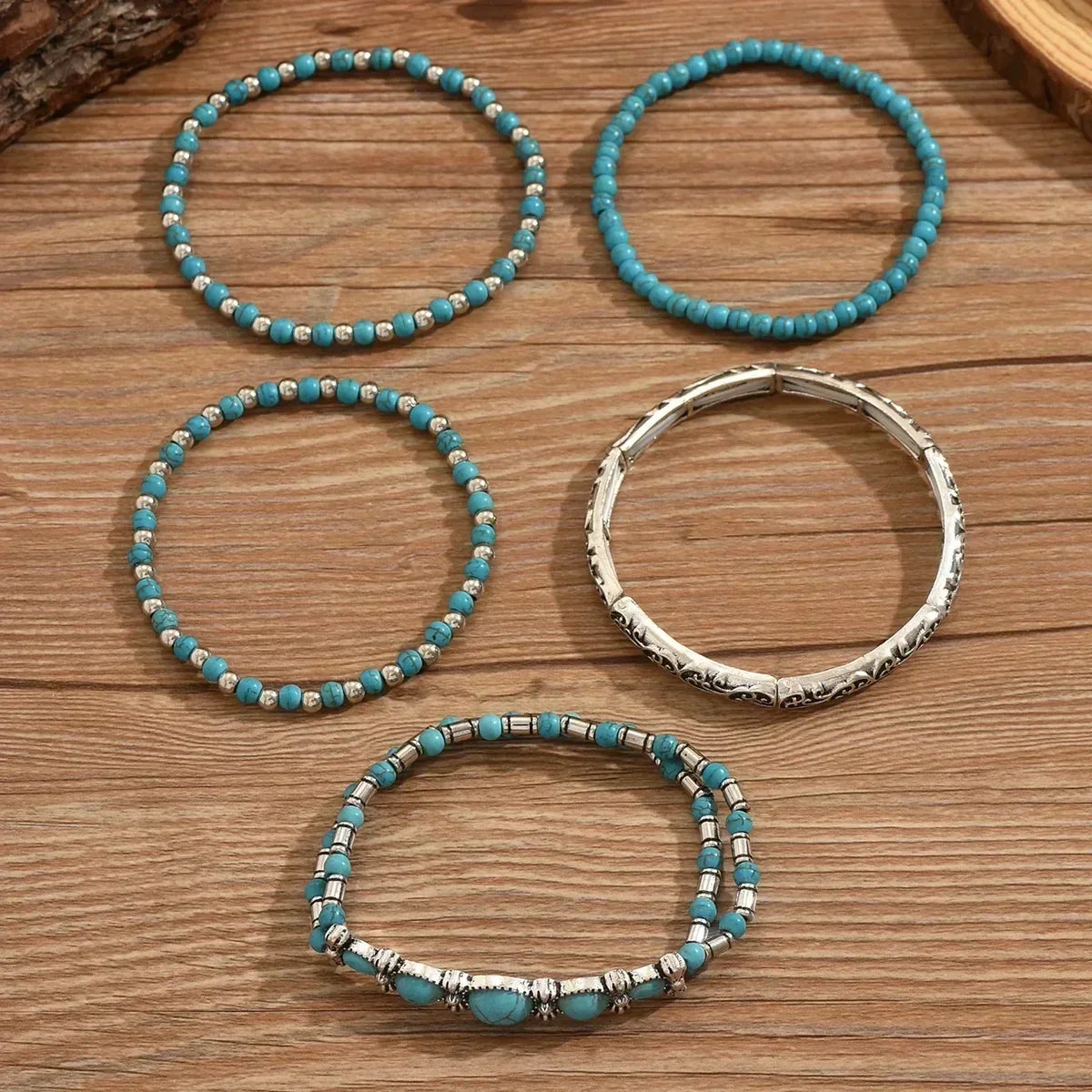 Mirella boho bracelet set with turquoise beads