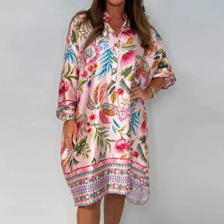 Jane | Vibrant Floral Shirt Dress – Light, Flowy &amp; Effortless