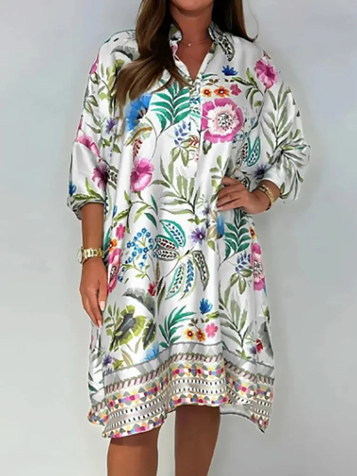 Jane | Vibrant Floral Shirt Dress – Light, Flowy &amp; Effortless