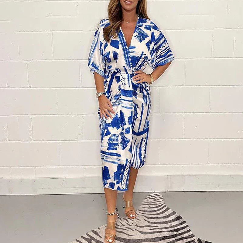 Katie | Abstract Print Midi Dress – Relaxed, Flattering &amp; Modern