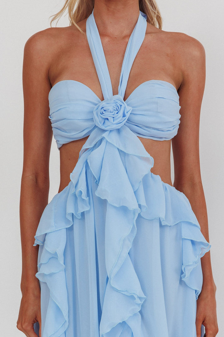 Santiago Cut-Out Ruffle Maxi Dress Blush
