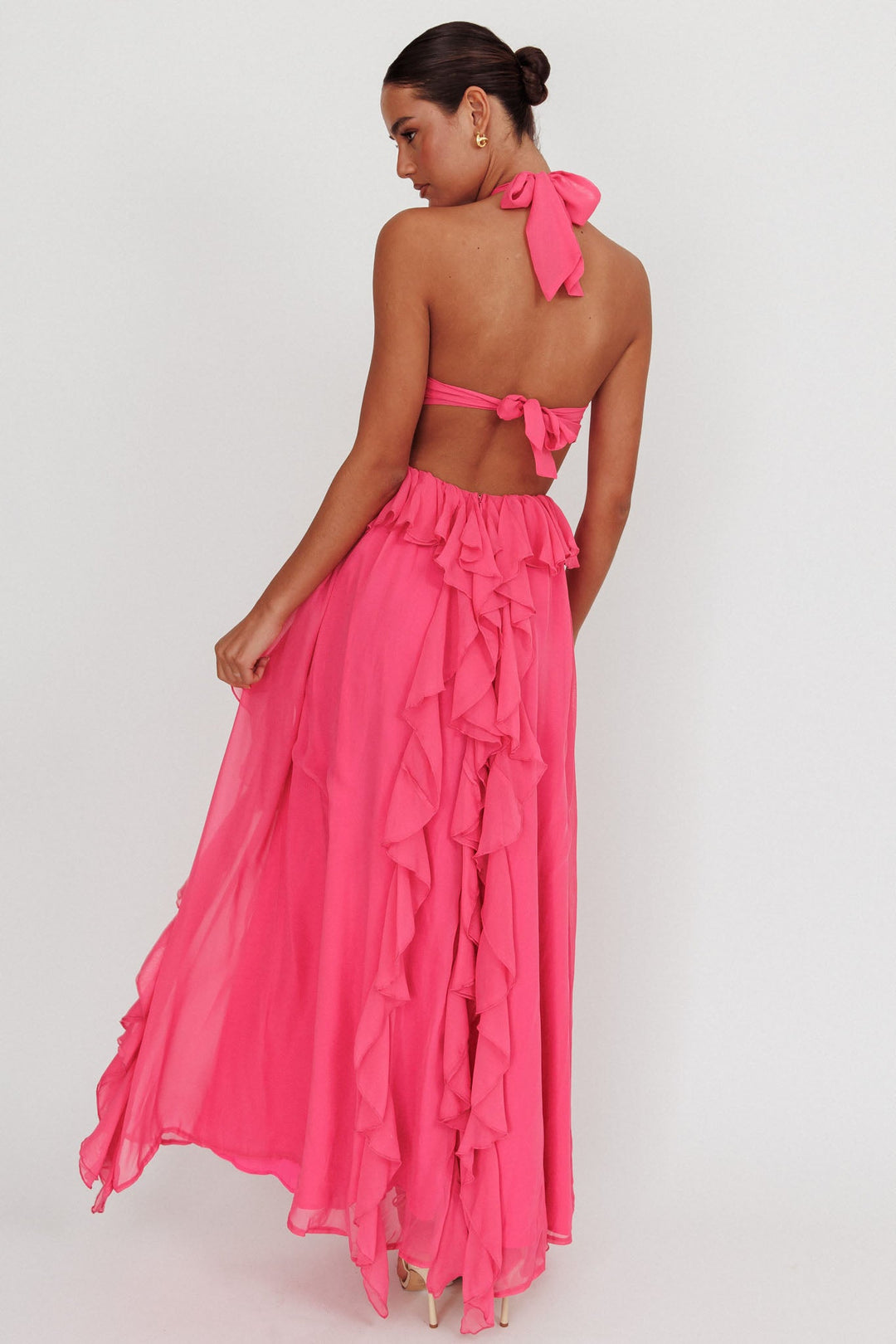 Santiago Cut-Out Ruffle Maxi Dress Blush