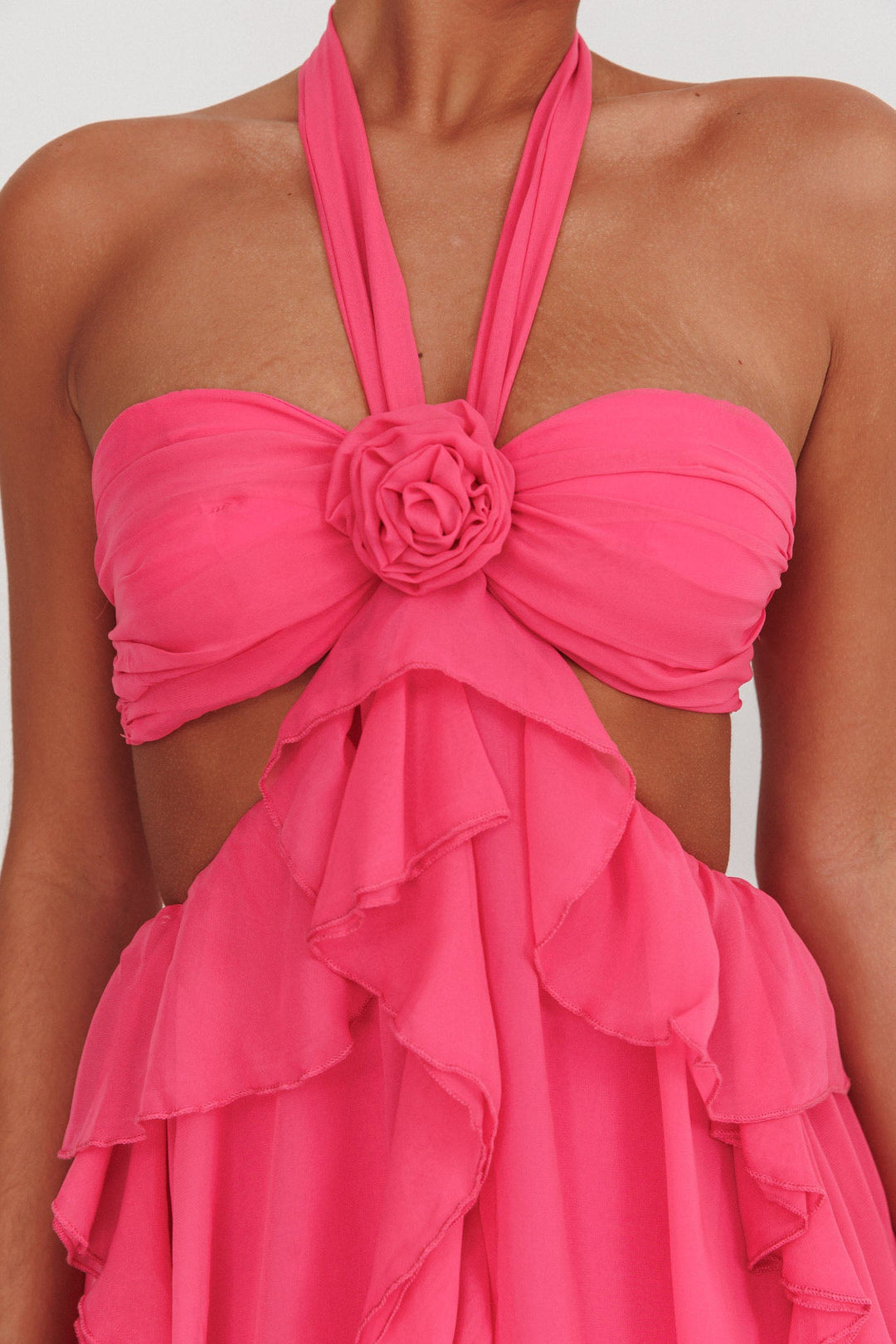 Santiago Cut-Out Ruffle Maxi Dress Blush