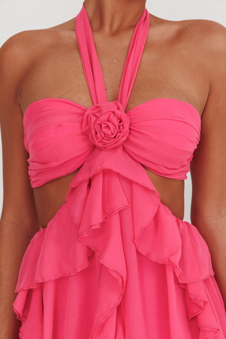 Santiago Cut-Out Ruffle Maxi Dress Blush