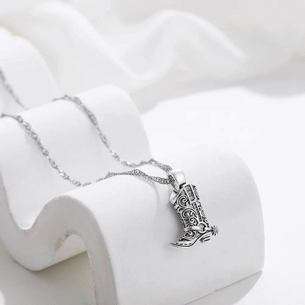 Rhinestone Country Boot Necklace
