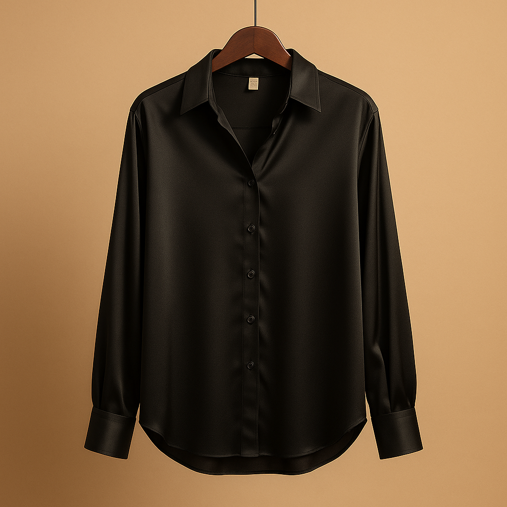 Mirthe Women's Satin Blouse with Folded Collar