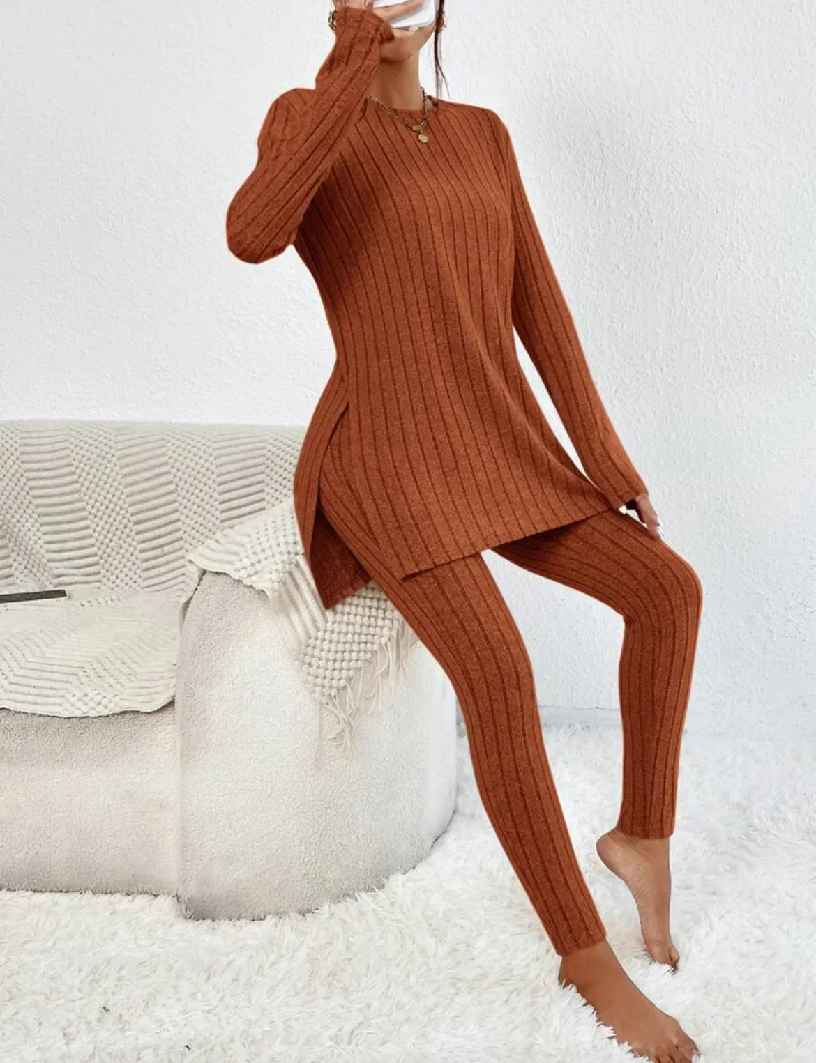 Callie | Women Ribbed Knit Lounge Set