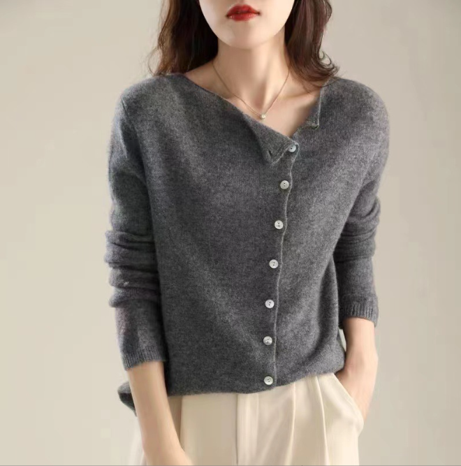 MOLLYT - Button Front Cable Knit Sweater