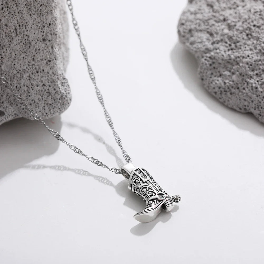 Rhinestone Country Boot Necklace