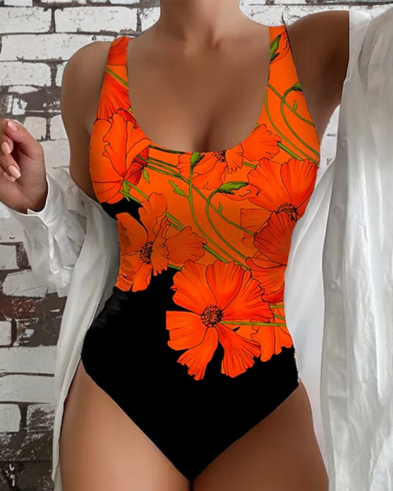 Lucy  | Elegant One-Piece Swimsuit with Floral Print