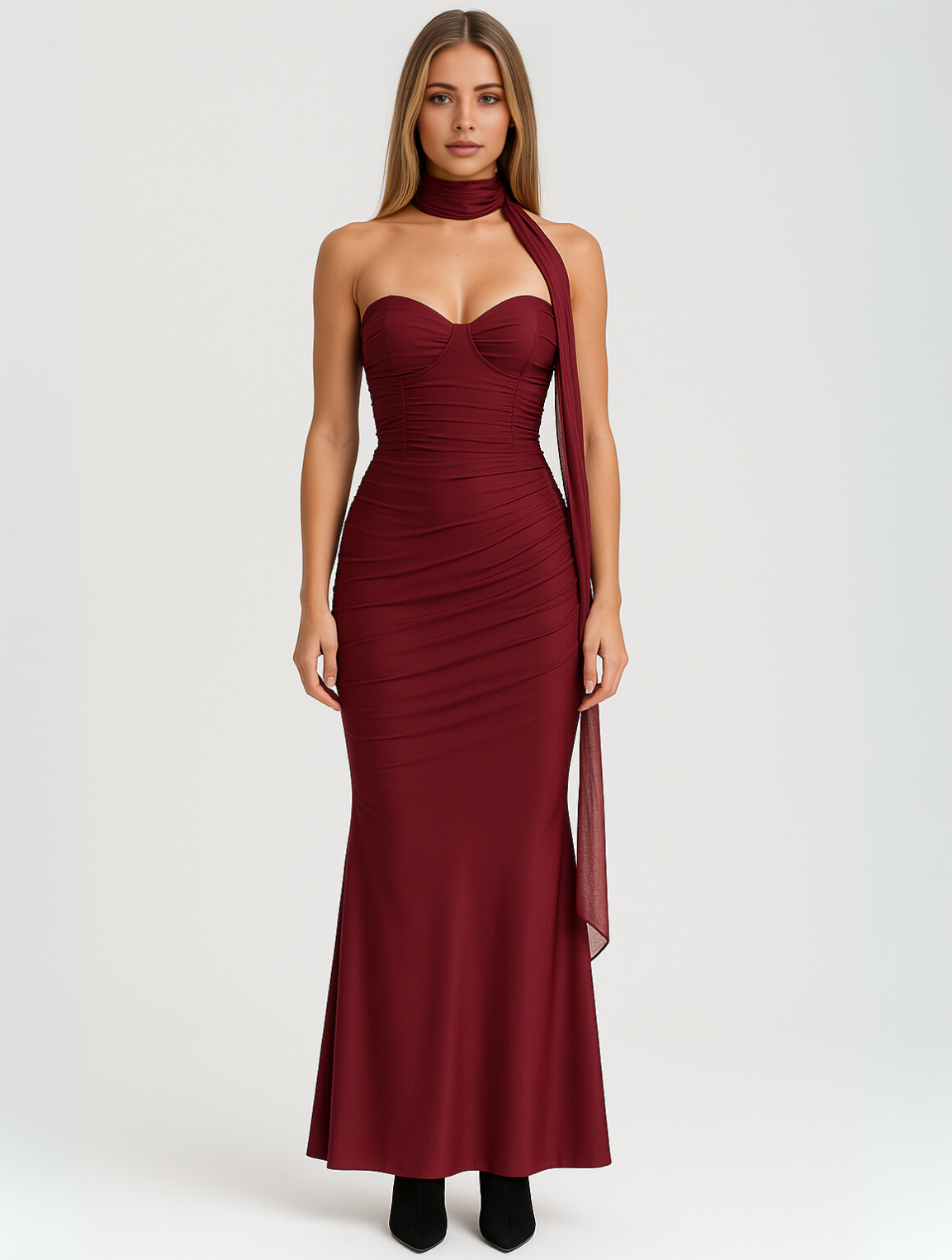 AURENI | Elegant Strapless Choker Dress