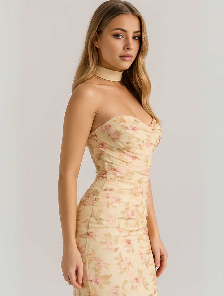 AURENI | Elegant Strapless Choker Dress