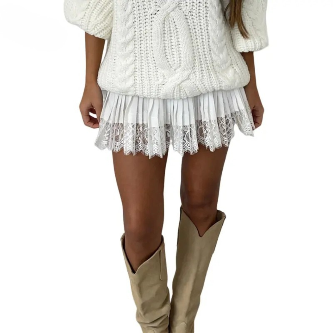 VINAT - Low Waist Lace Mini Skirt