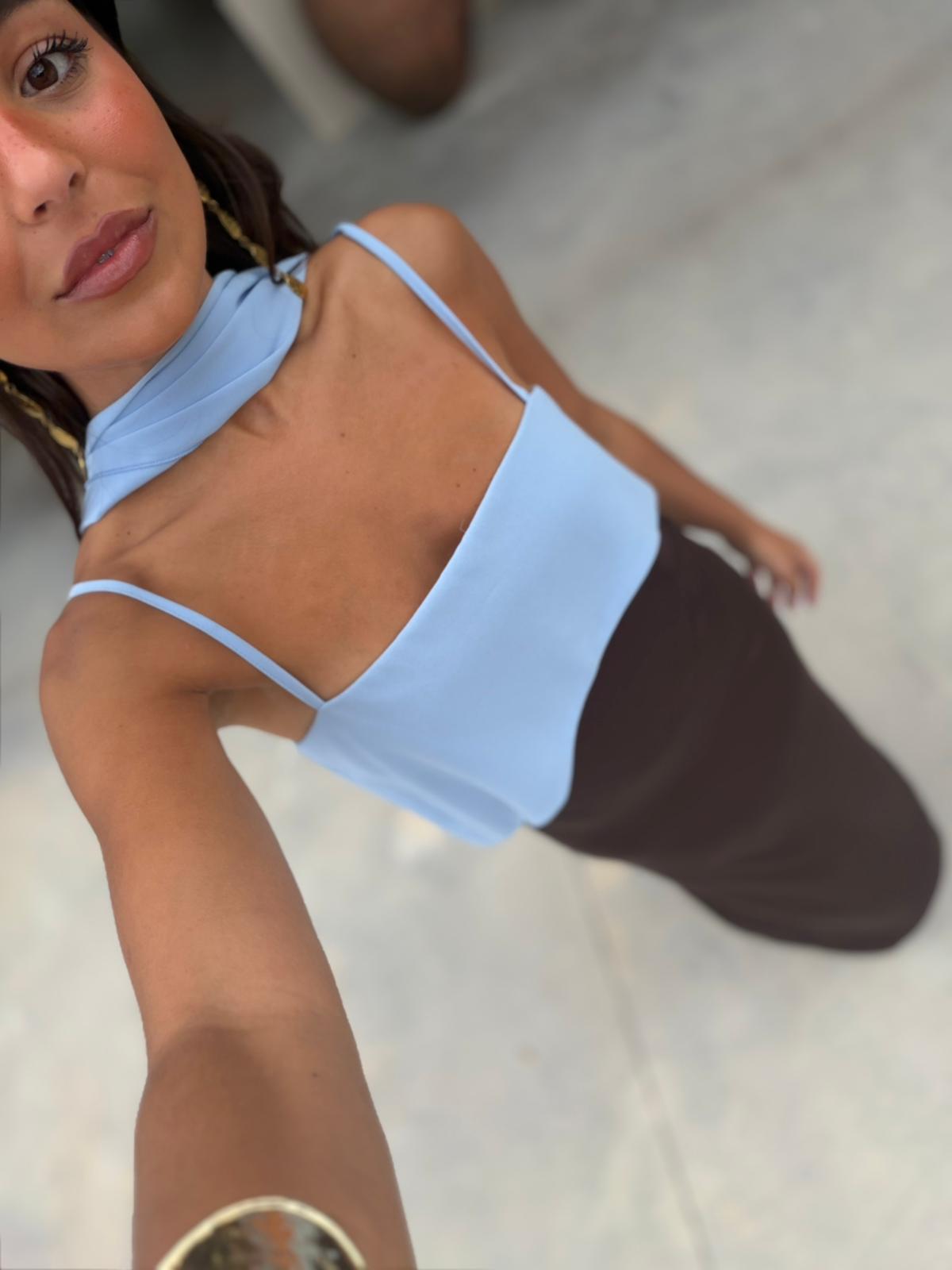 Viviana Dress | Brown & Blue