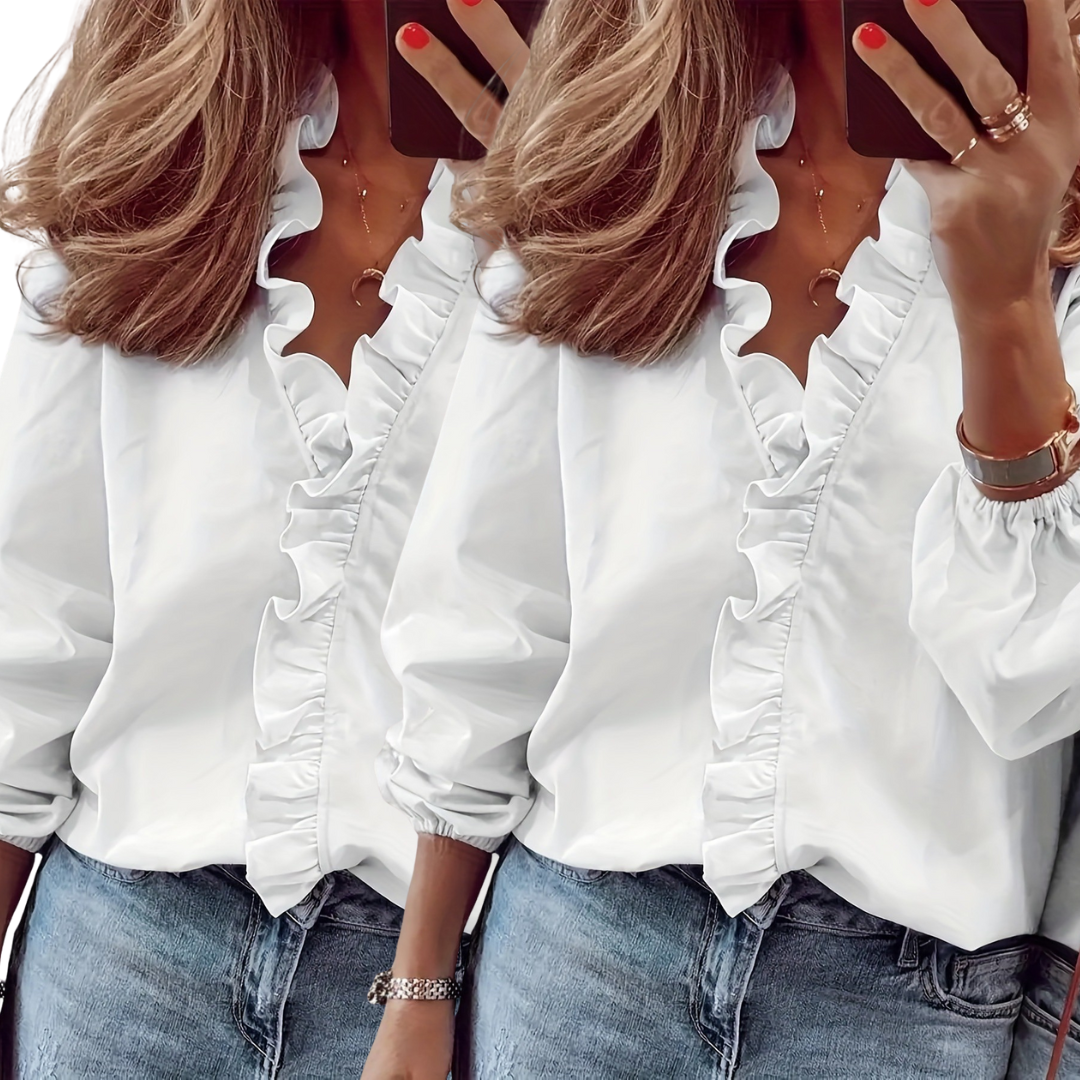 LORELEIT - Timeless V-Neck Blouse with Ruffles