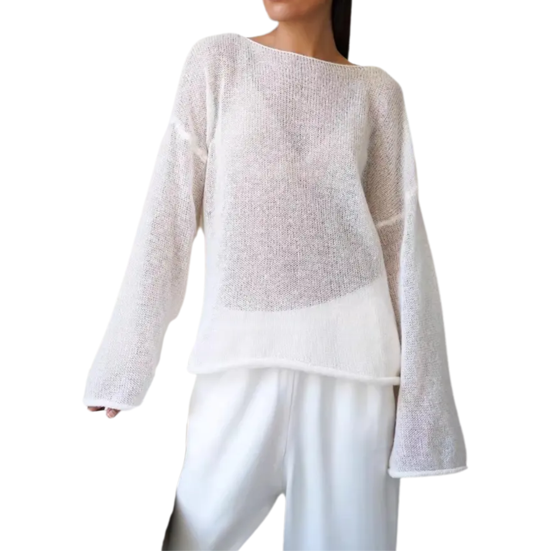 BRISEIS™ – Airy Hollow-Out Flare-Sleeve Knit Sweater