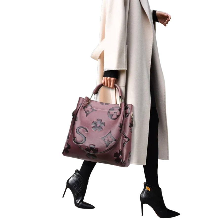 CELINAT - Embossed Floral Tote & Crossbody