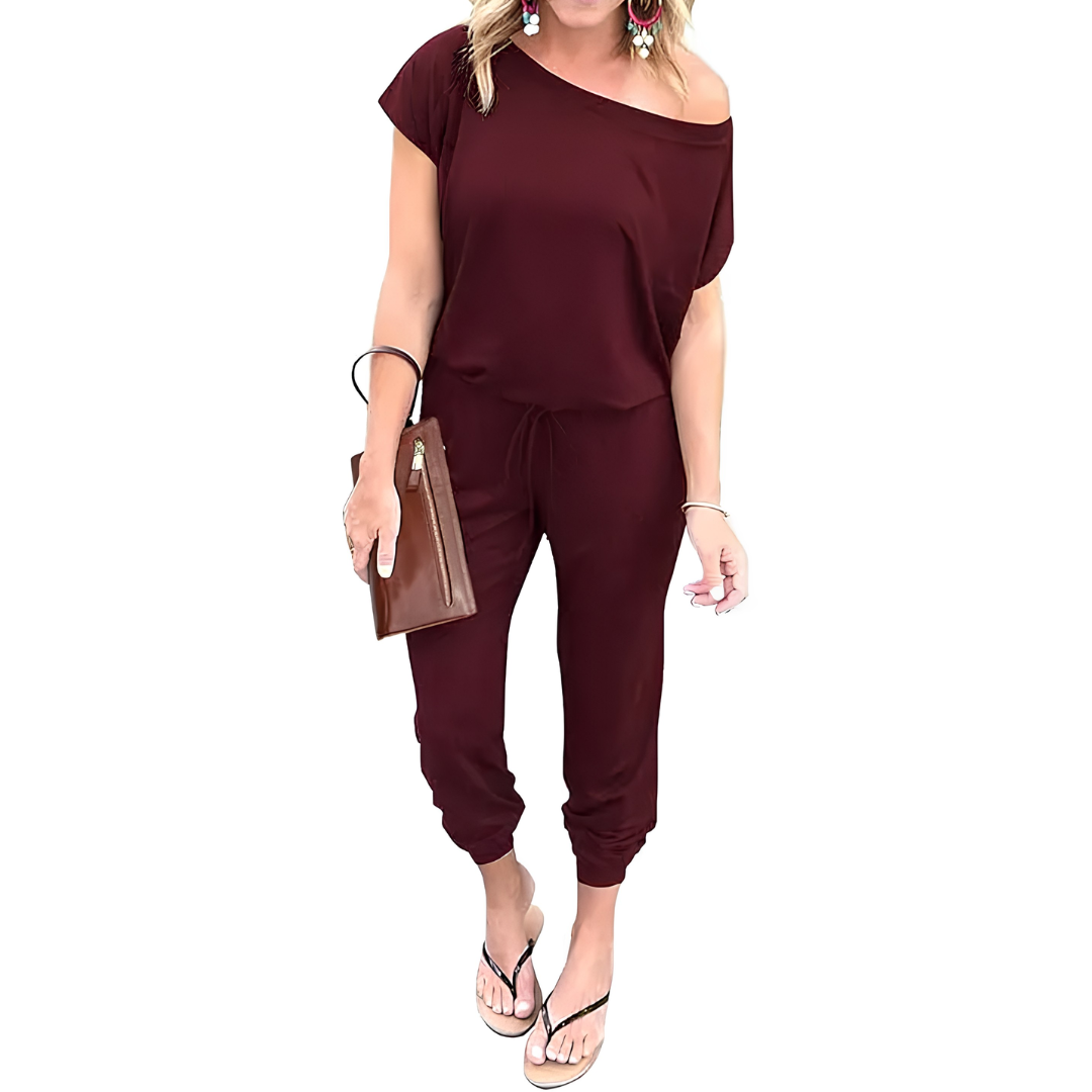 NELLY™ – Off-Shoulder Pocket Casual Jumpsuit