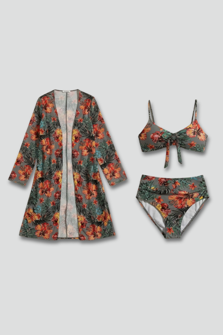 Women’s Bikini Set with Tie Top and Cover-Up