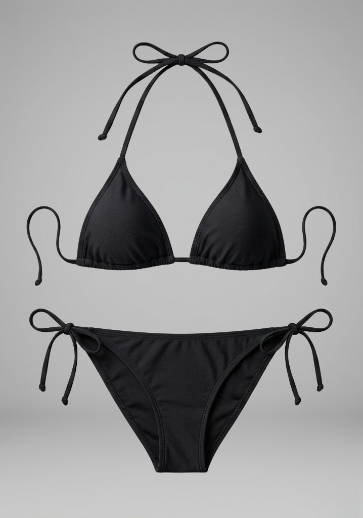 Women’s Bikini Set with Triangle Top and Tie Straps