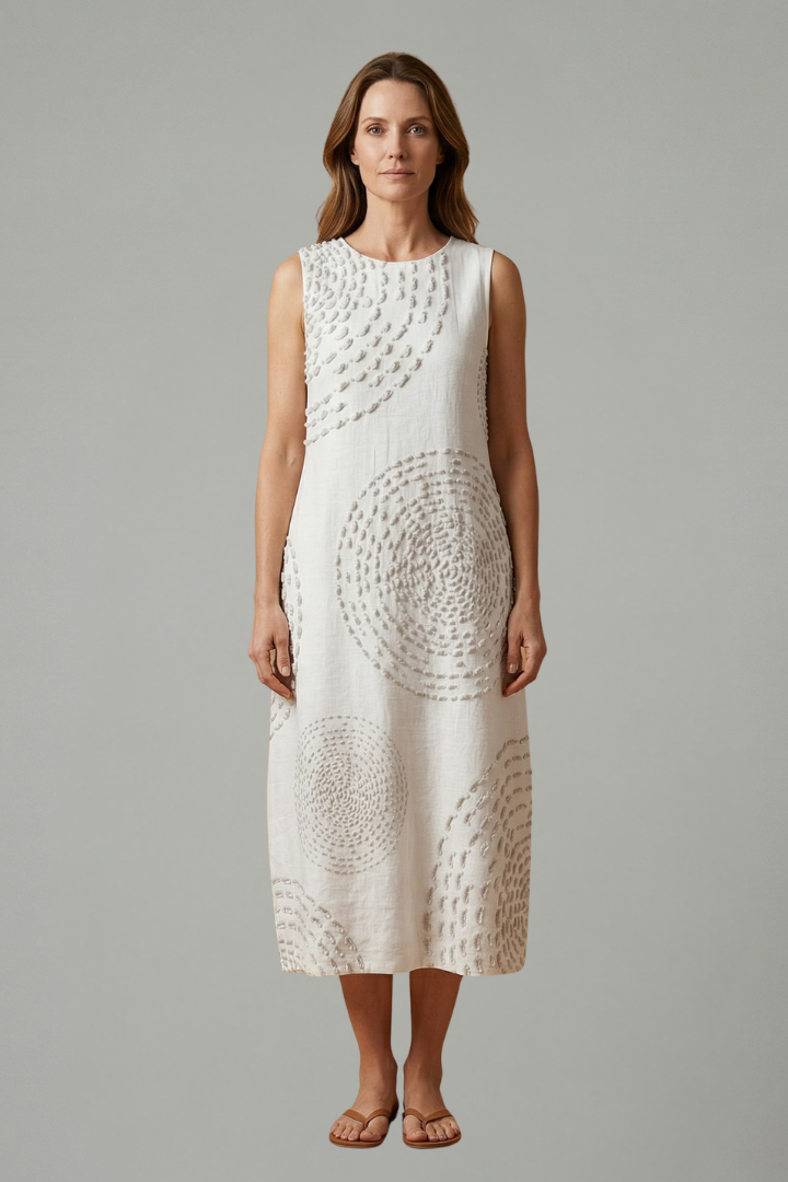 Women’s Midi Dress with Sleeveless Design and Pockets