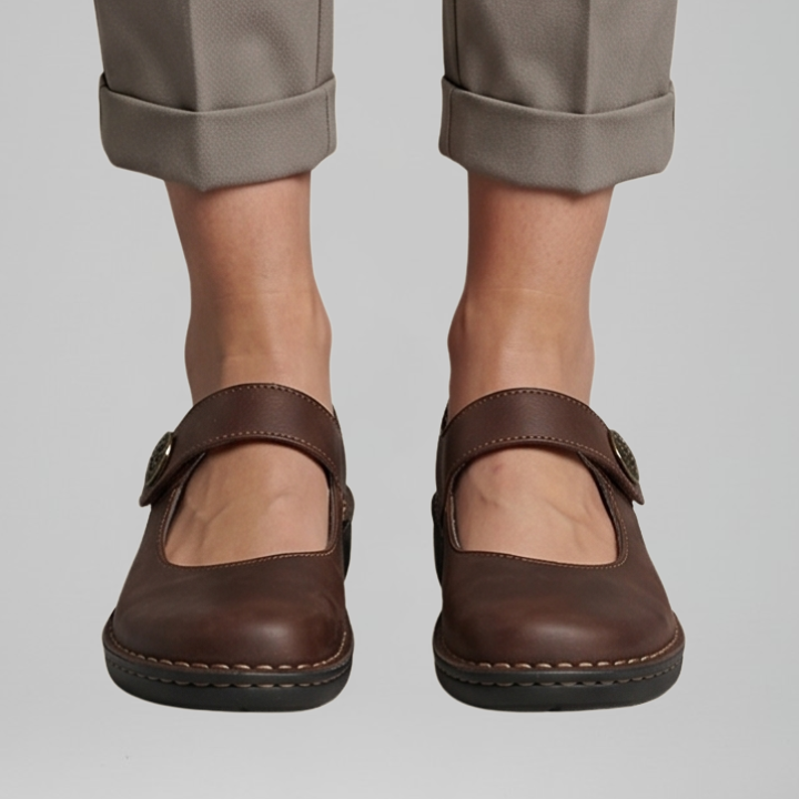 Joan | Orthopaedic Mary Jane Flats with Strap Closure