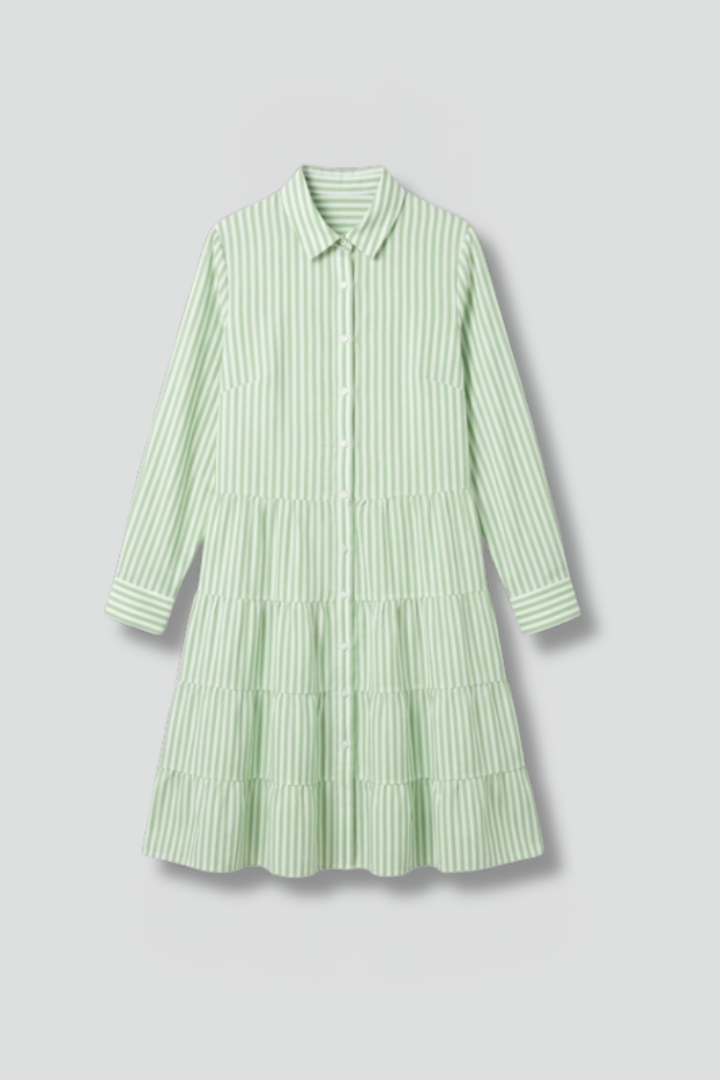 Women’s Shirt Dress with Button Closure and Tiered Skirt