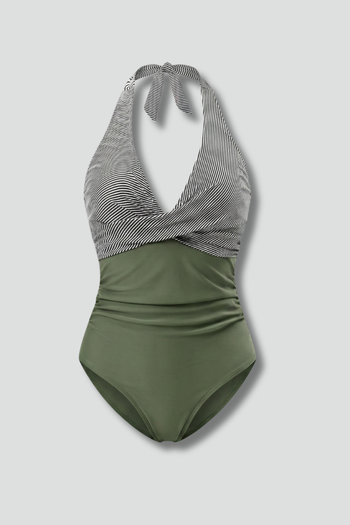 Women’s Swimsuit with Halter Neck and High Waist