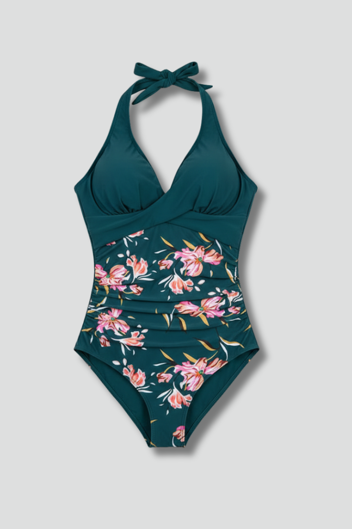 Women’s Swimsuit with V-Neck and Printed Waist