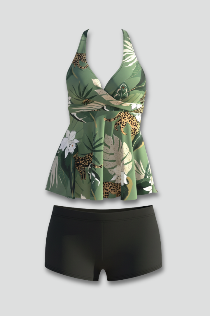 Women’s Tankini Set with Halter Neck and Shorts