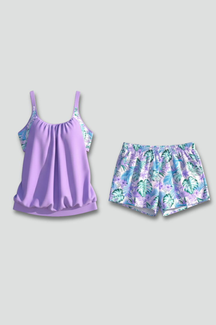 Women’s Tankini Set with Printed Top and Shorts