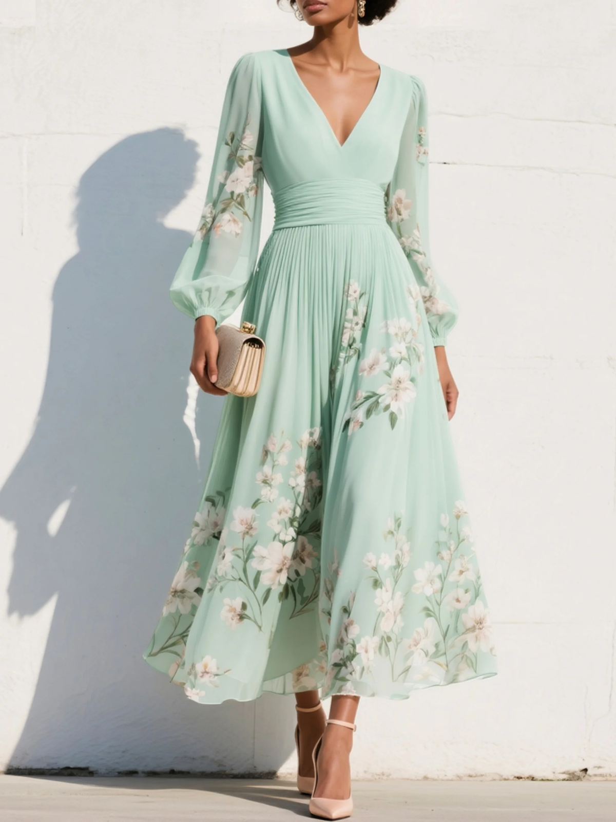 Emmeline Puff Sleeve Midi Dress
