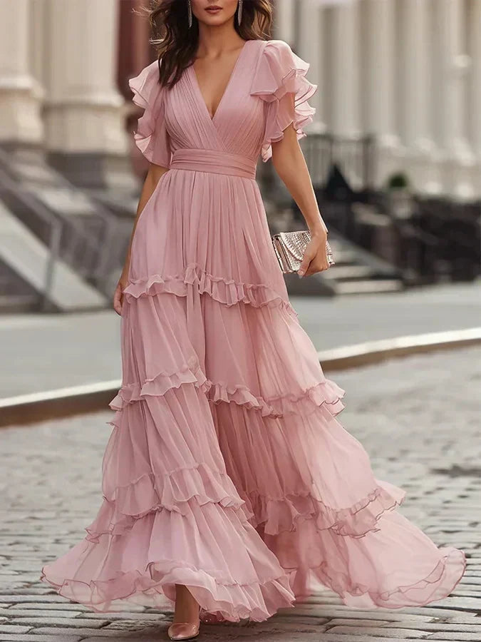 Zoe™ - Light Pink Elegant Wedding Maxi Dress