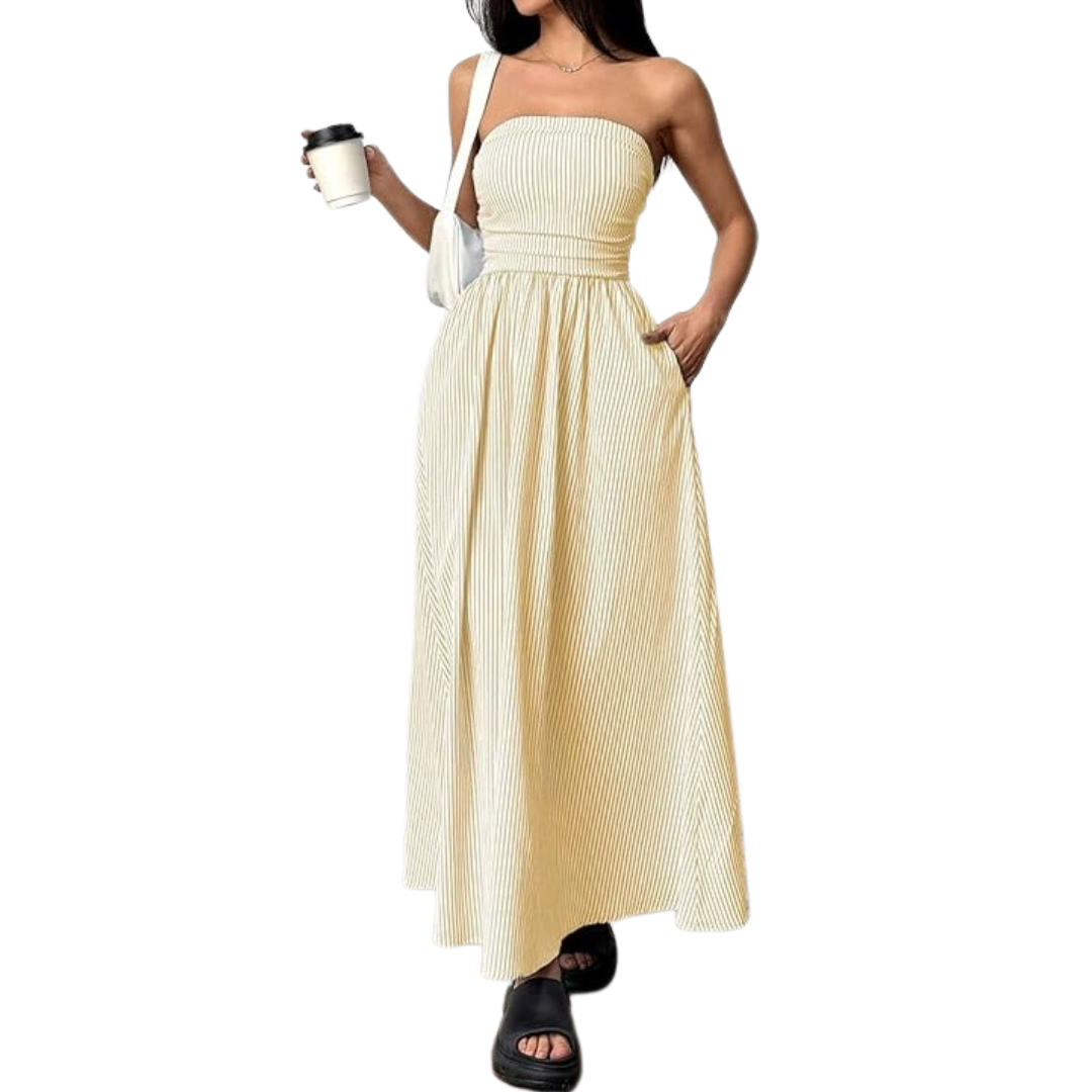 TRIXETTE™ – Striped Strapless Pocket Maxi Dress