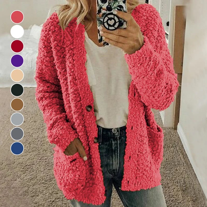 CQI Autumn And Winter Plus Size Cardigan Casual Velvet Short Jacket