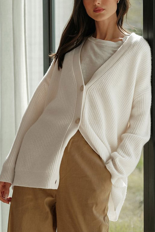 Mountain View Knit Ribbed Button Relaxed Cardigan