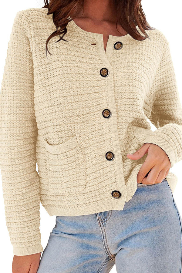 JANE | Long-sleeved round neck knitted new cardigan