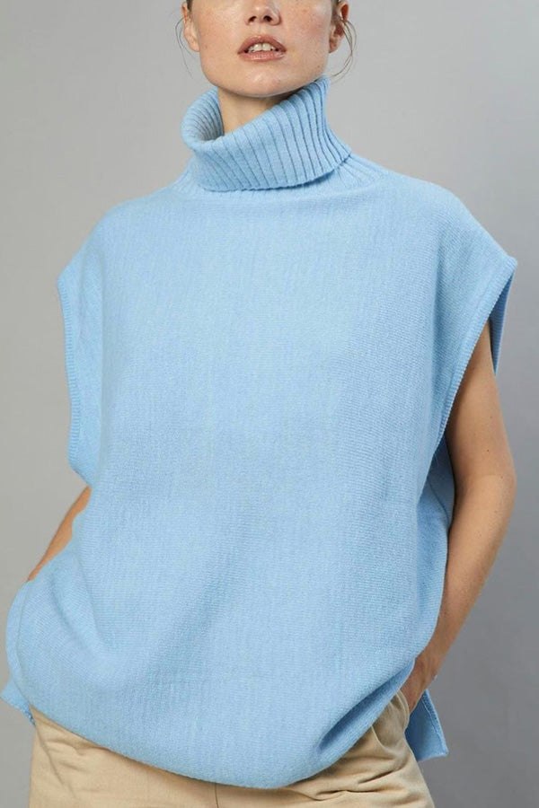 OCEAN | Turtleneck Sleeveless Top Fashion Casual Sweater