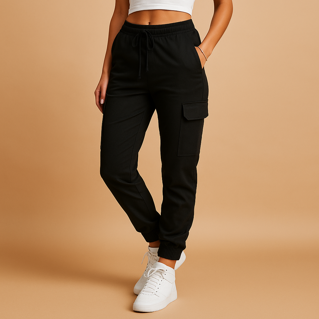 Elvira Women's High-Waisted Fitted Cargo Pants