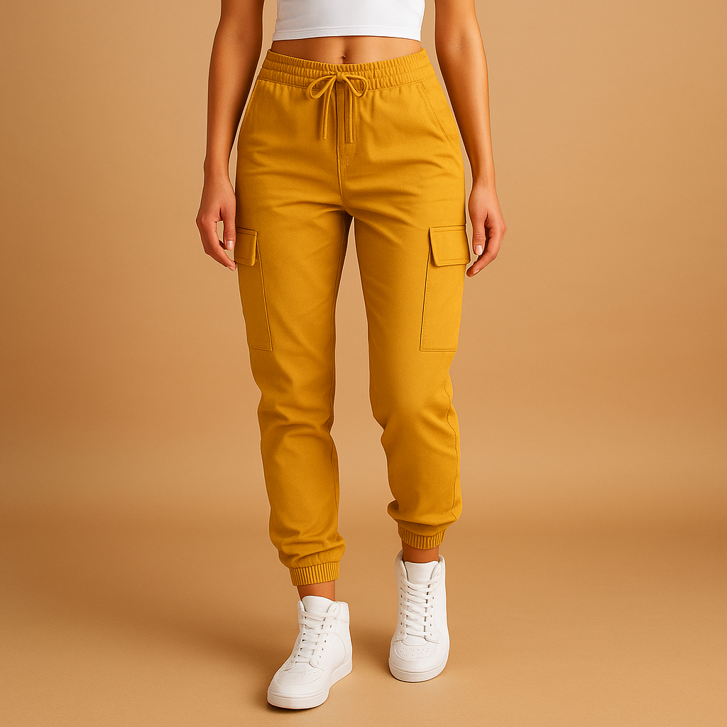 Elvira Women's High-Waisted Fitted Cargo Pants