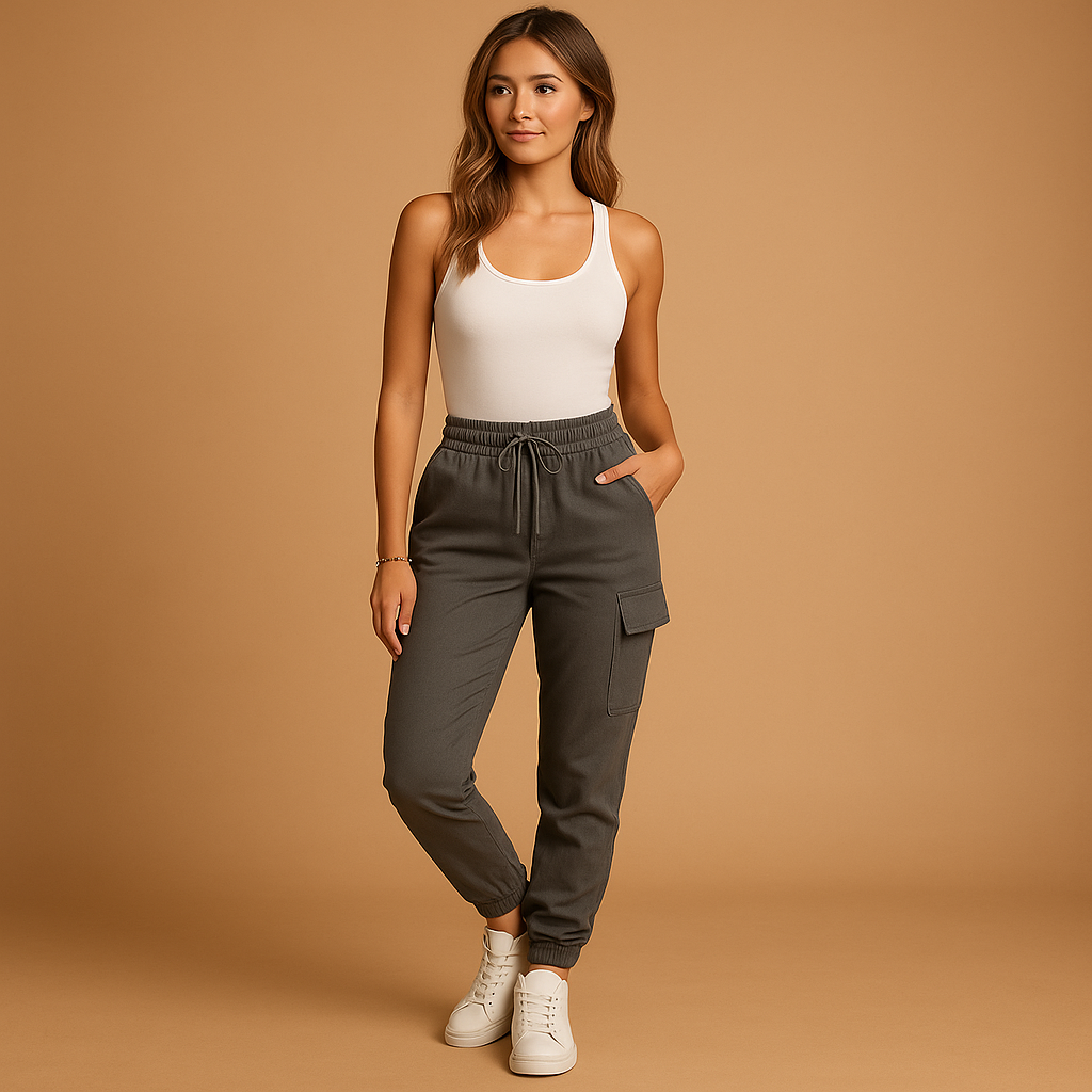 Elvira Women's High-Waisted Fitted Cargo Pants
