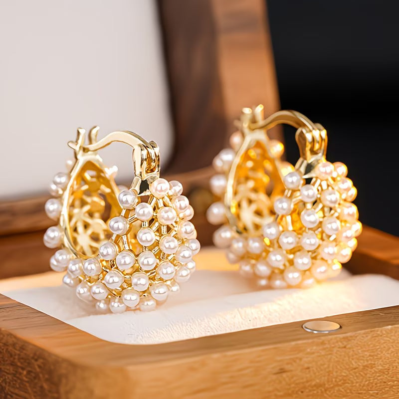 Hoop Earrings with Chunky Pearls