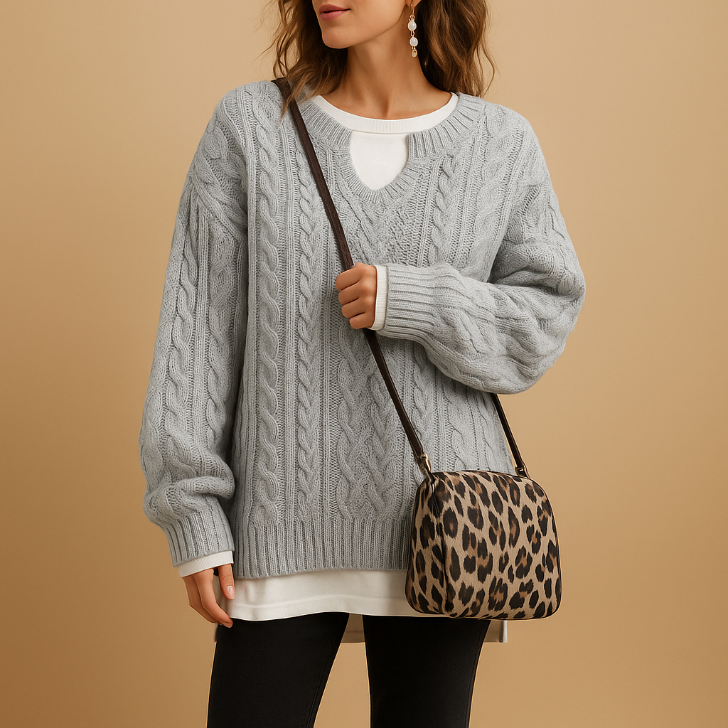 Linde Women's Breathable V-Neck Knitted Sweater