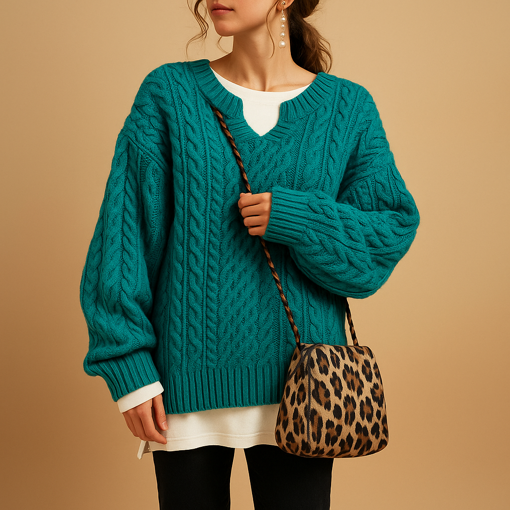 Linde Women's Breathable V-Neck Knitted Sweater