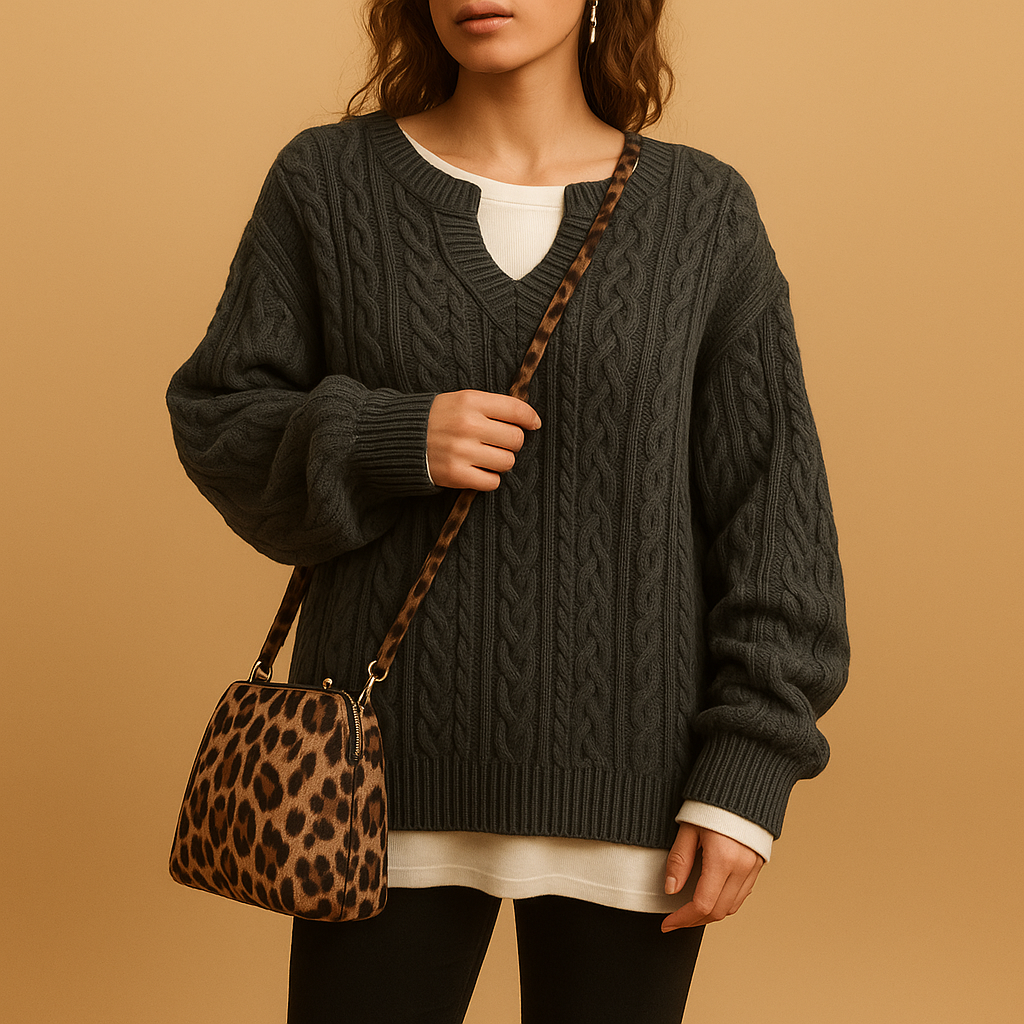 Linde Women's Breathable V-Neck Knitted Sweater