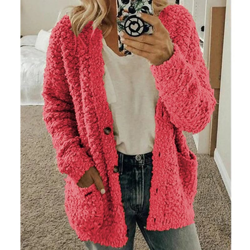 CQI Autumn And Winter Plus Size Cardigan Casual Velvet Short Jacket