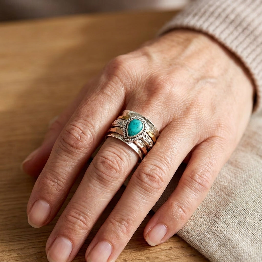 Azzurra statement ring with oval turquoise