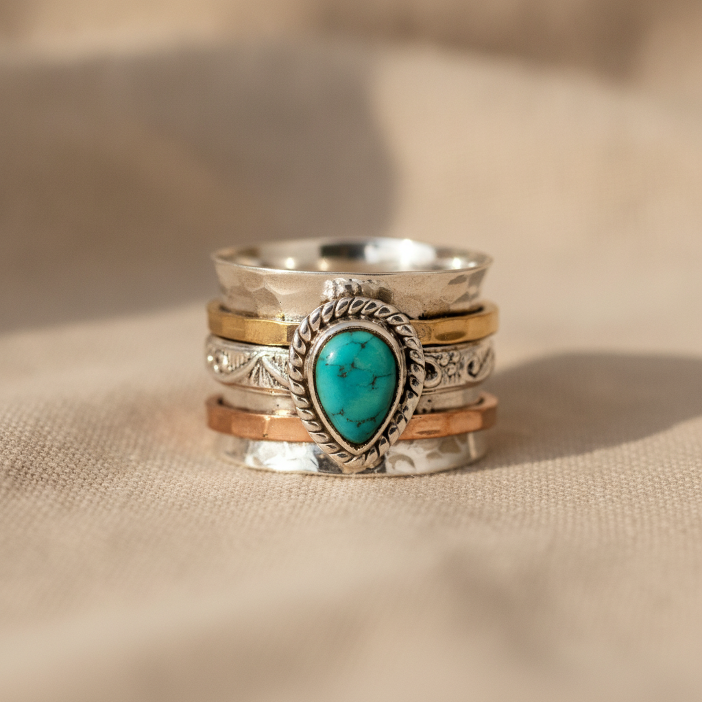 Azzurra statement ring with oval turquoise